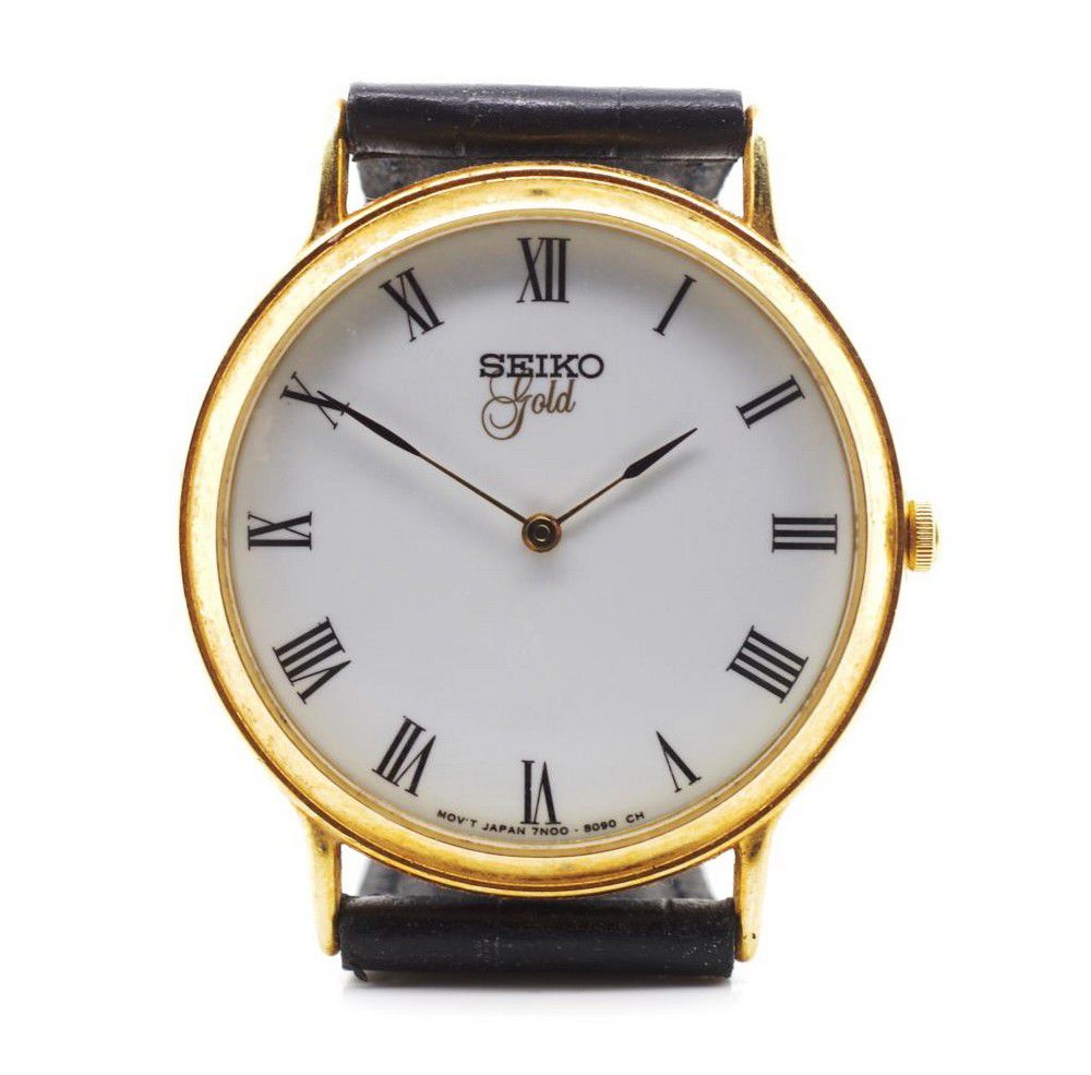 18ct yellow gold Seiko quartz watch marked 750, ref: 7N00-S007,… - Watches  - Pocket & Fob - Horology (Clocks & watches)