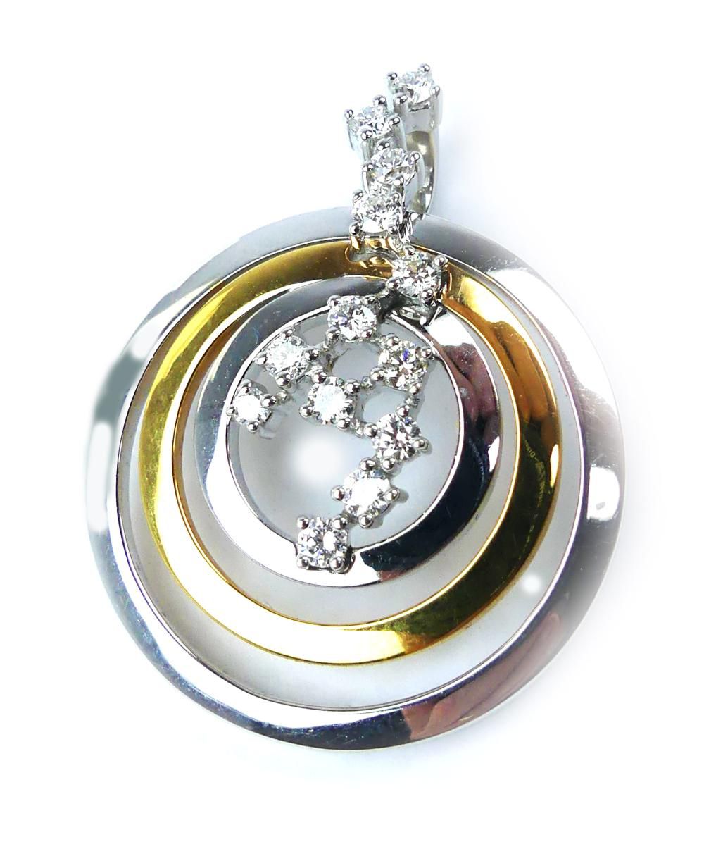 Circular Designed Diamond Pendant With 3 Concentric Circles In 