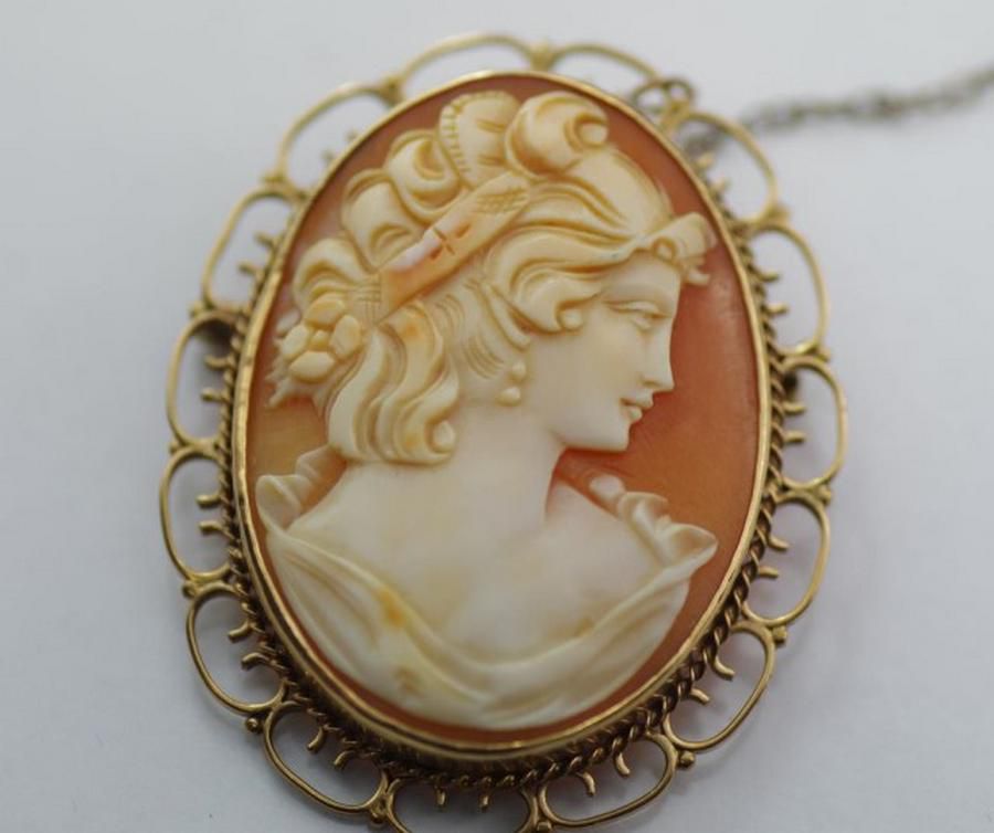 Shell cameo with delicate 9ct gold surround approx 10.8 grams - Cameos ...