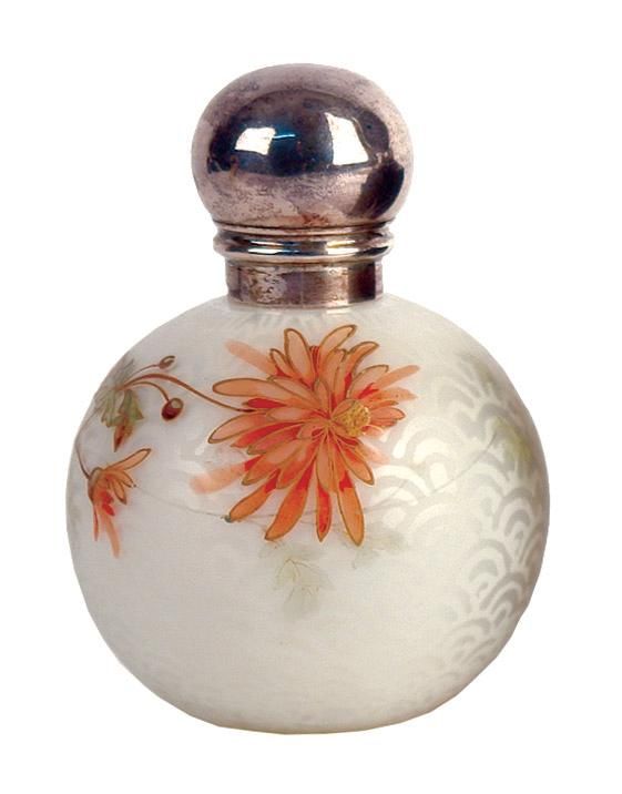 Victorian Milk Glass Perfume Bottle with Silver Top - Scent Bottles ...