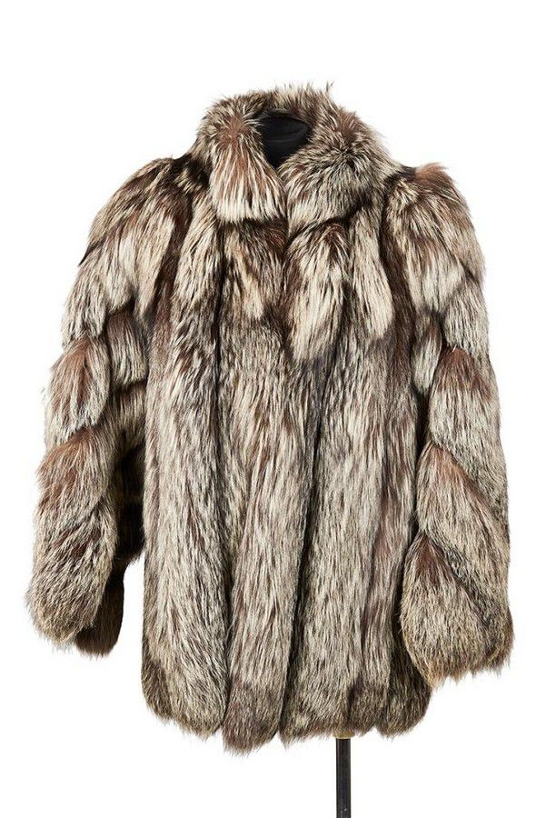 Grey Fox Fur Short Coat, Size Medium - Furs - Costume & Dressing ...