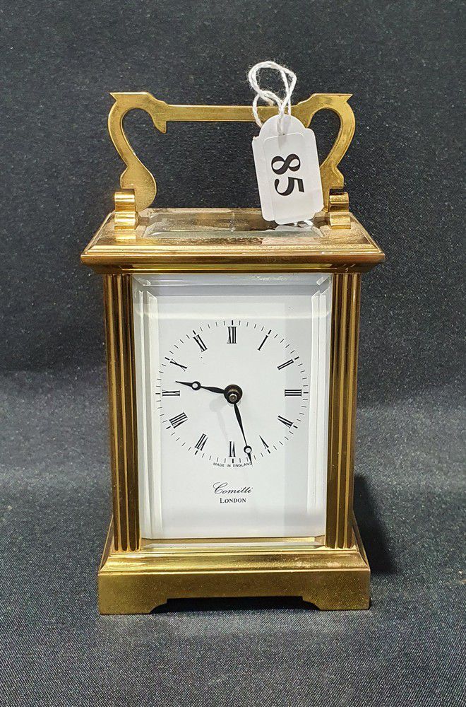 Comitti London Brass Carriage Clock with Enamel Dial Clocks Carriage Horology (Clocks