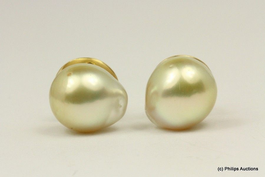 Golden South Sea Pearl Stud Earrings - Earrings - Jewellery
