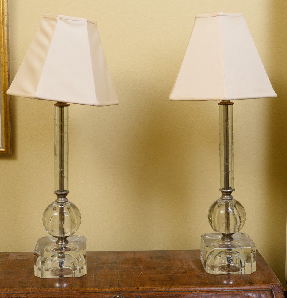 Engraved Floral Glass Table Lamps Lamps Table & Desk Lighting