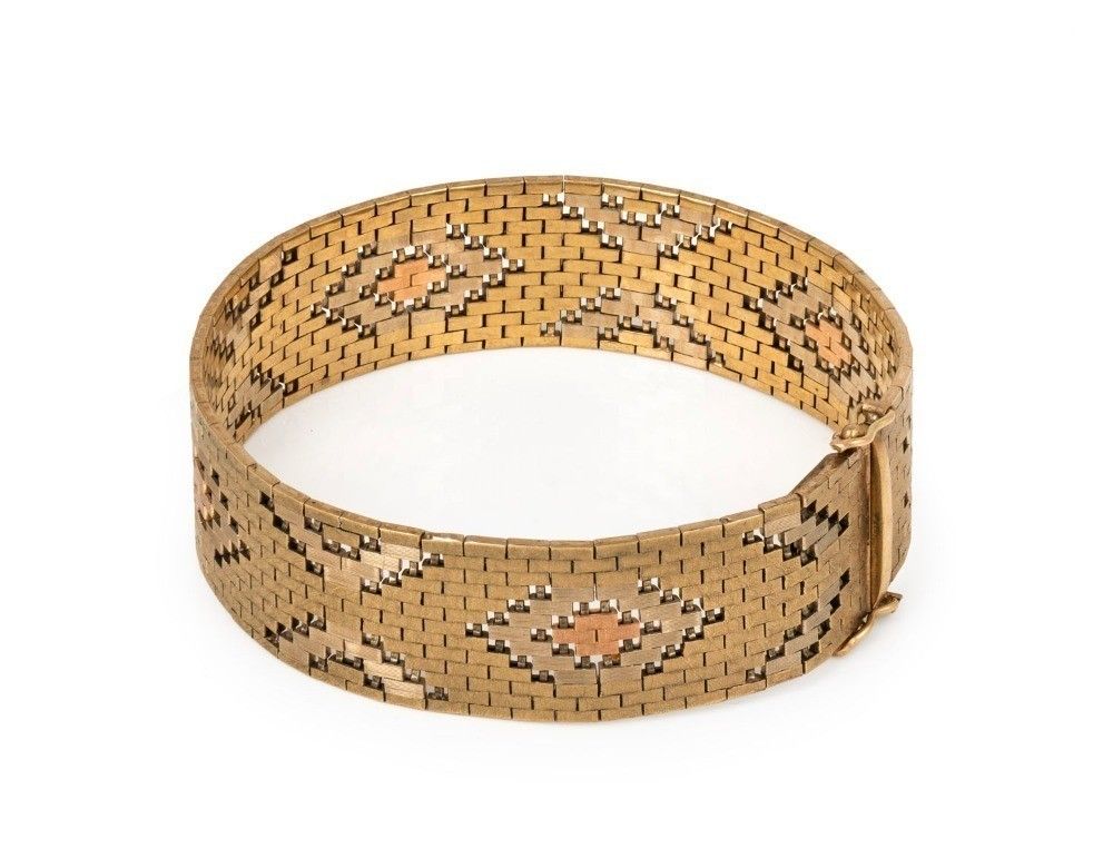 Vintage 9ct Gold Three-Coloured Woven Bracelet, 20th Century, 37.7g ...