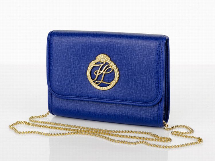 Karl Lagerfeld, miniature bag, blue leather with gold