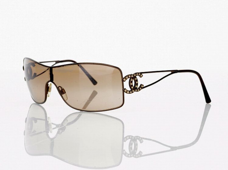 Chanel Shield Sunglasses with Crystal Logo Sides - Sunglasses - Costume &  Dressing Accessories