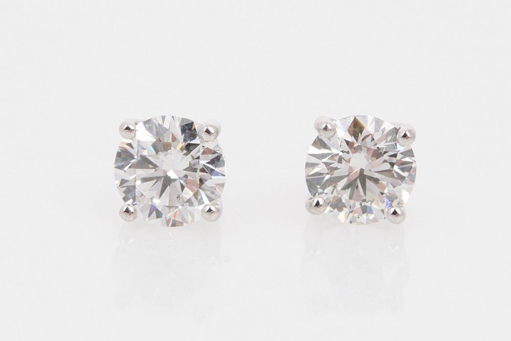 Lab Grown Diamond Studs in 18ct White Gold, 3.00ct Total - Earrings ...