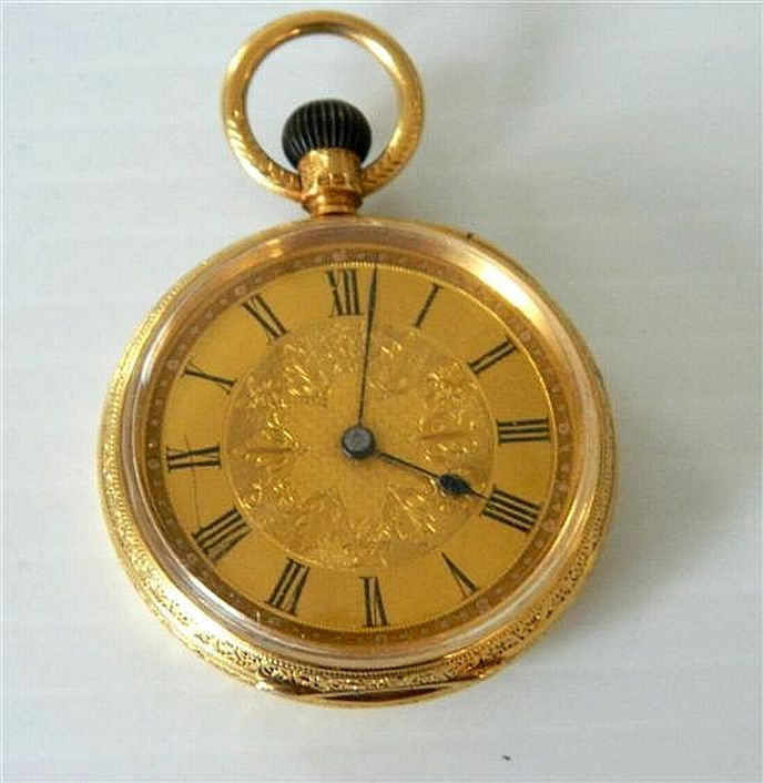 A gold pocket watch, stamped 18ct yellow gold with a London… - Watches ...