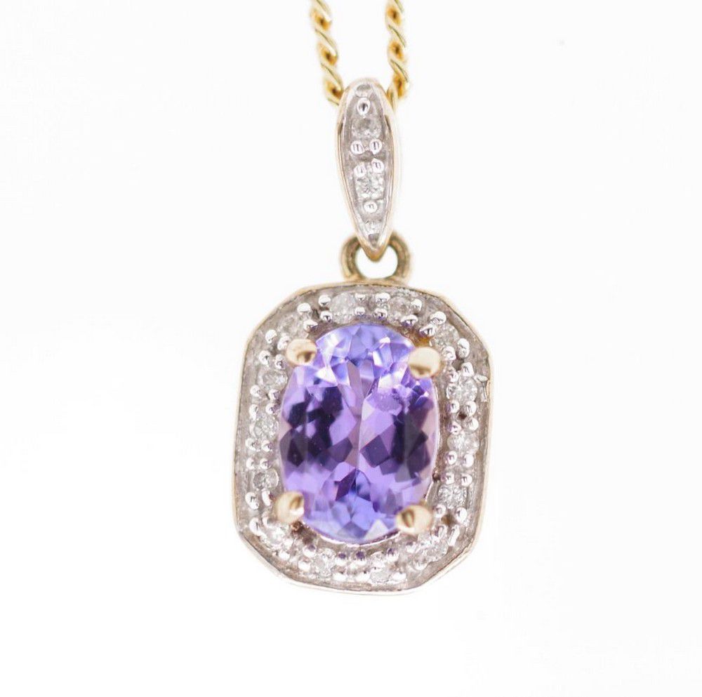 Tanzanite & Diamond Pendant in 9ct Gold, Unused - Pendants/Lockets ...