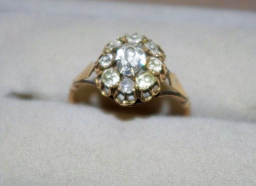 Antique Diamond Cluster Ring in 14ct Yellow Gold - Rings - Jewellery