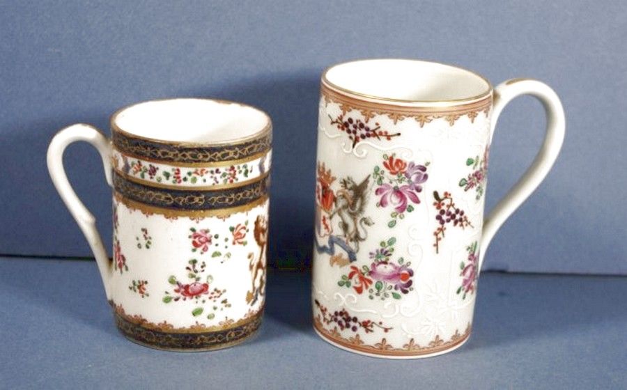 19th Century Sampson Paris Porcelain Tankards with Floral Decoration ...
