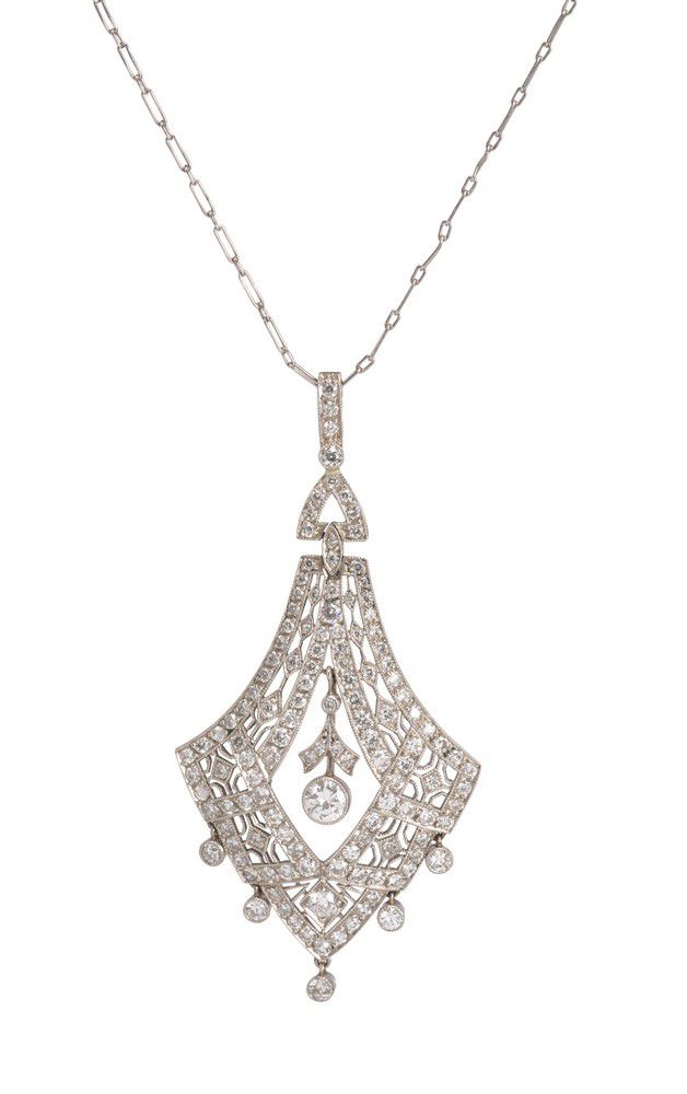 Platinum and Diamond Pendant Necklace with 2.16ct Diamonds - Pendants ...