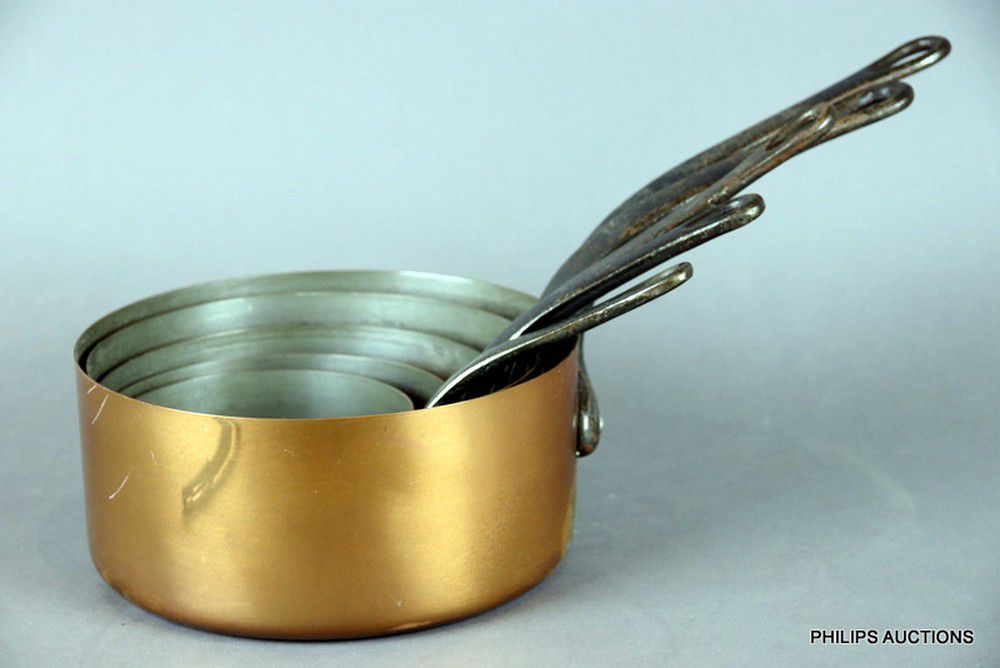 Copper Nesting Saucepan Set with Steel Handles Copper Metalware