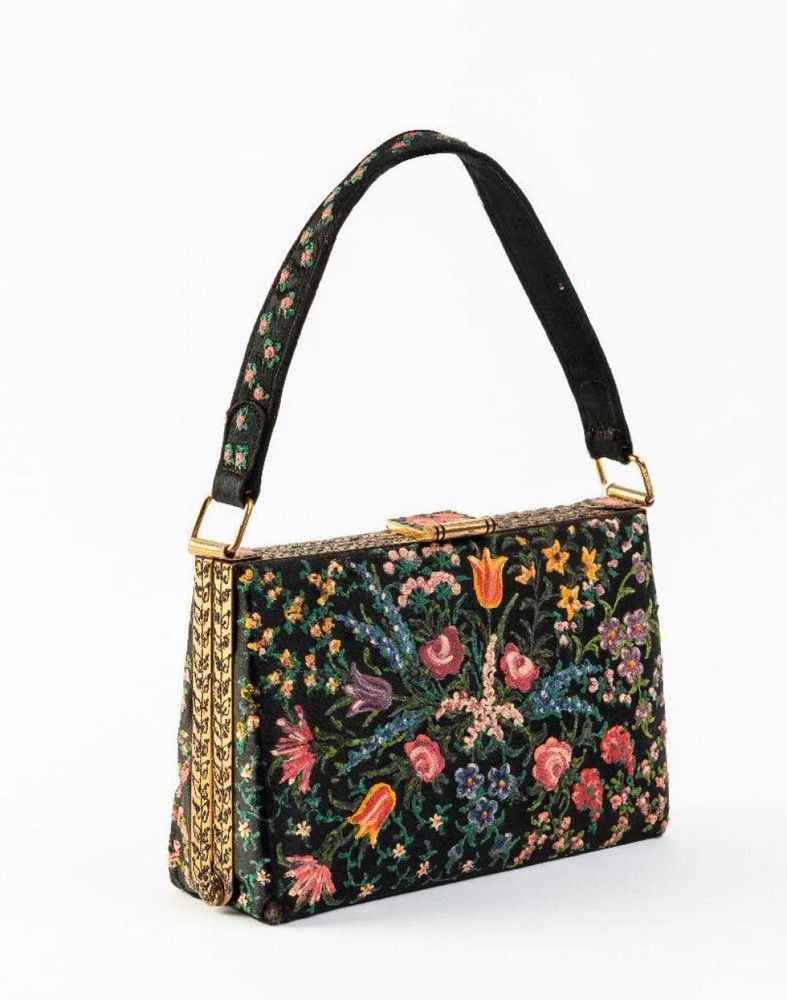 Embossed Satin Evening Bag Set with Floral Motif - Handbags & Purses ...