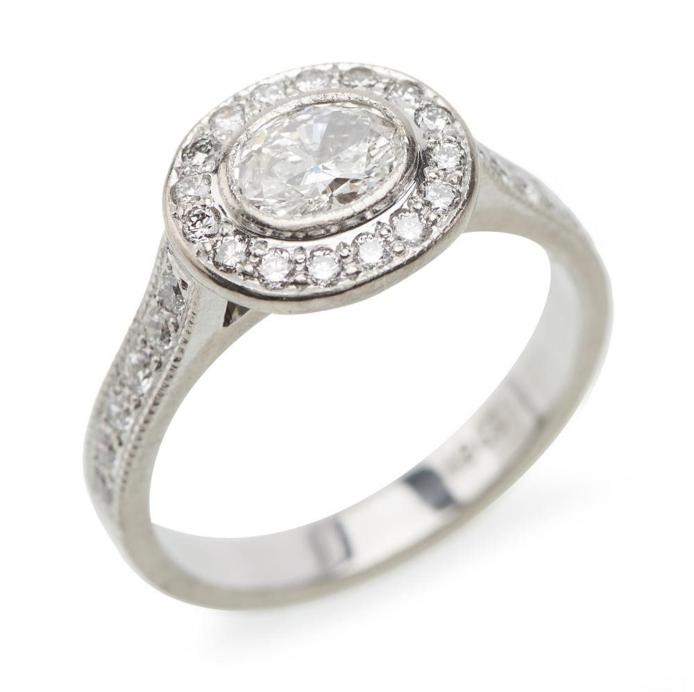 Cluster Diamond Ring with Oval and Round Diamonds - Rings - Jewellery