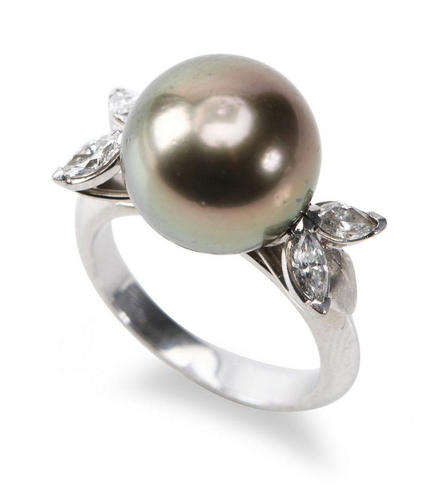 Aubergine Tahitian Pearl and Diamond Ring by Jan Logan - Rings - Jewellery
