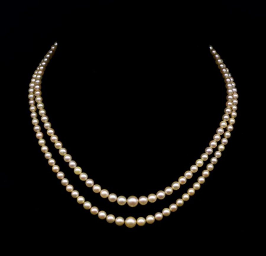 Diamond Akoya Pearl Necklace 8.20 mm 14k Gold 19