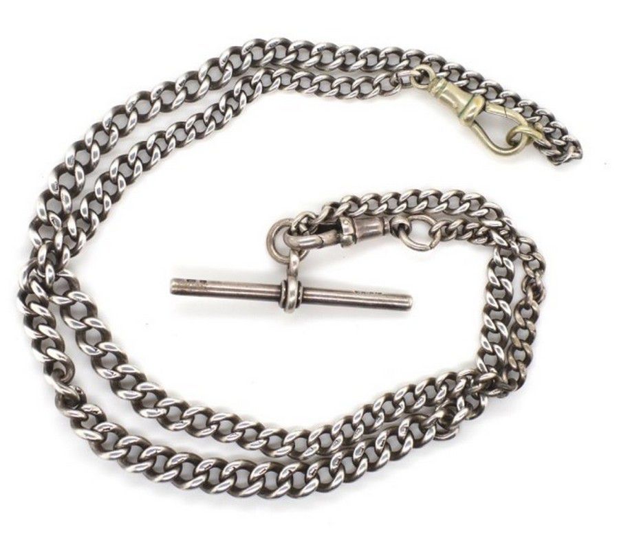 George V Sterling Silver Fob Chain with Mixed Hallmarks - Necklace ...