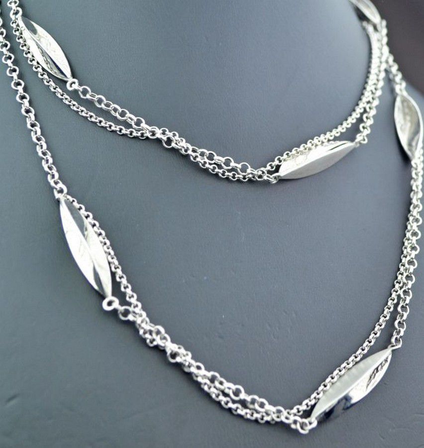 Sterling Silver Opera Length Decorative Chain With Box - Necklace Chain 