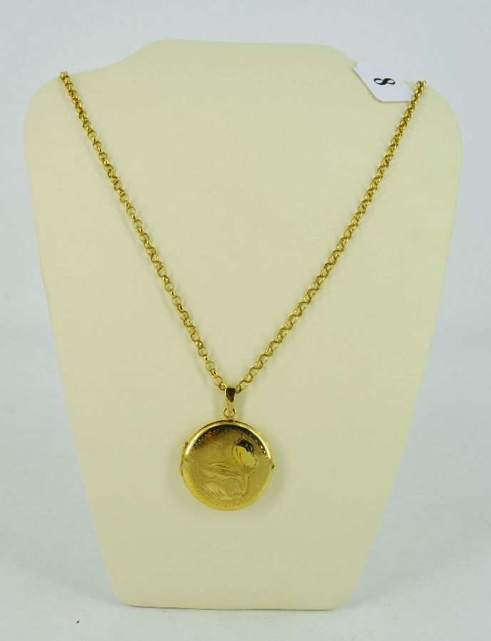 Circular Gold Locket and Chain Necklace - Pendants/Lockets - Jewellery