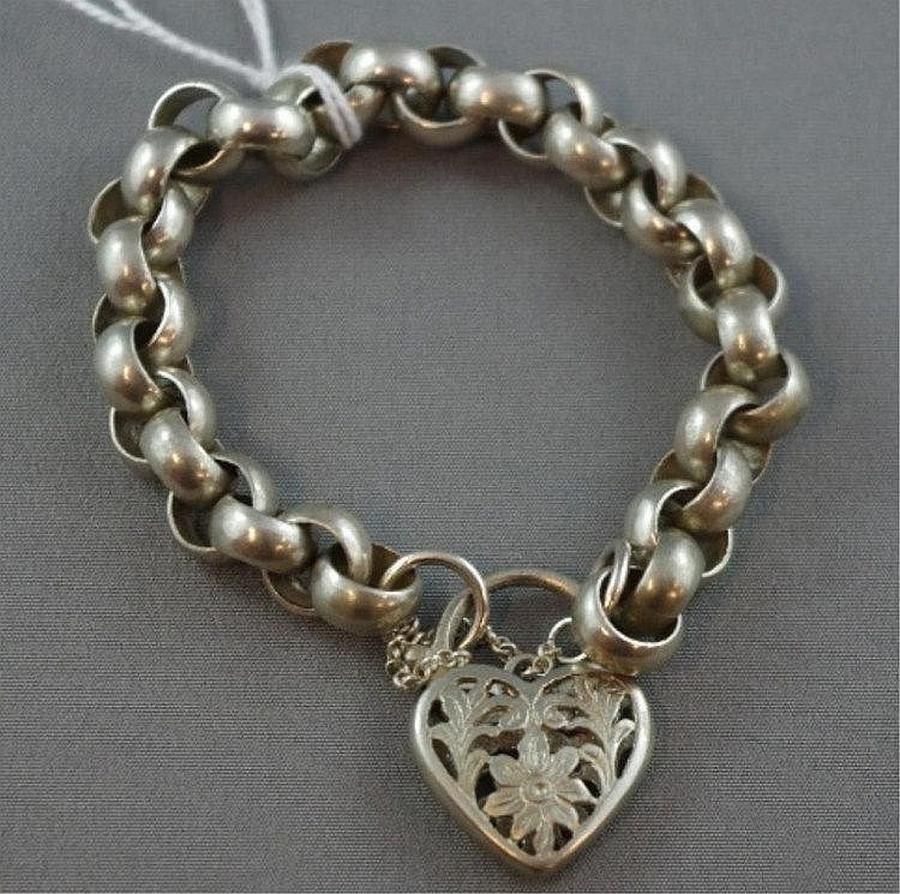 Heart Locket Belcher Bracelet in Sterling Silver - Bracelets/Bangles ...