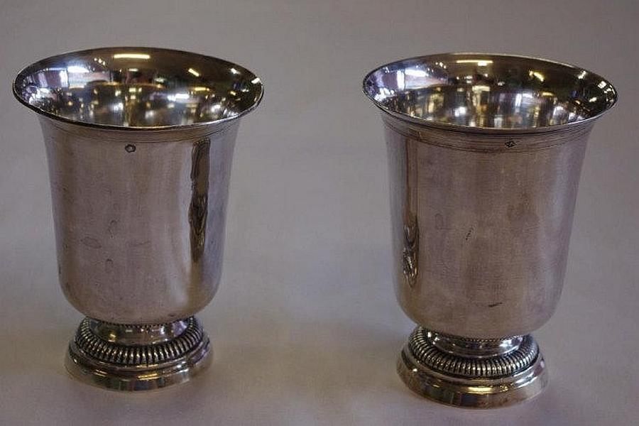 Pair of French Silver Footed Beakers with Engraving - Mugs, Cups ...