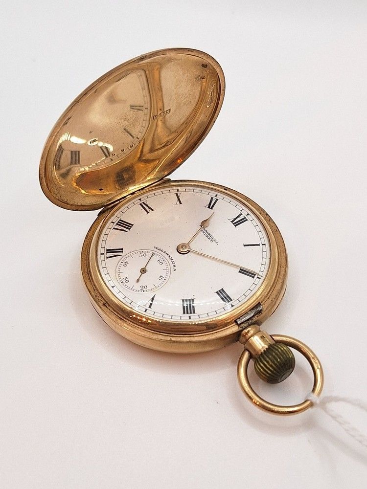 Art Deco American Waltham 9ct Gold Full Hunter Pocket Watch Watches Pocket Fob Horology