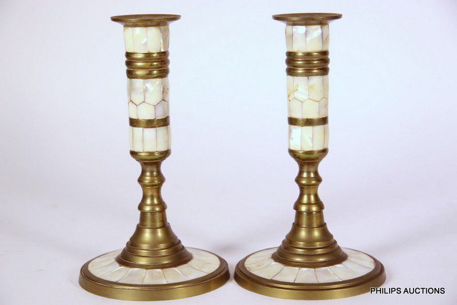 Candle holder,Vintage brass  and mother of pearl candle holder Vintage  brass  Candlestick holder