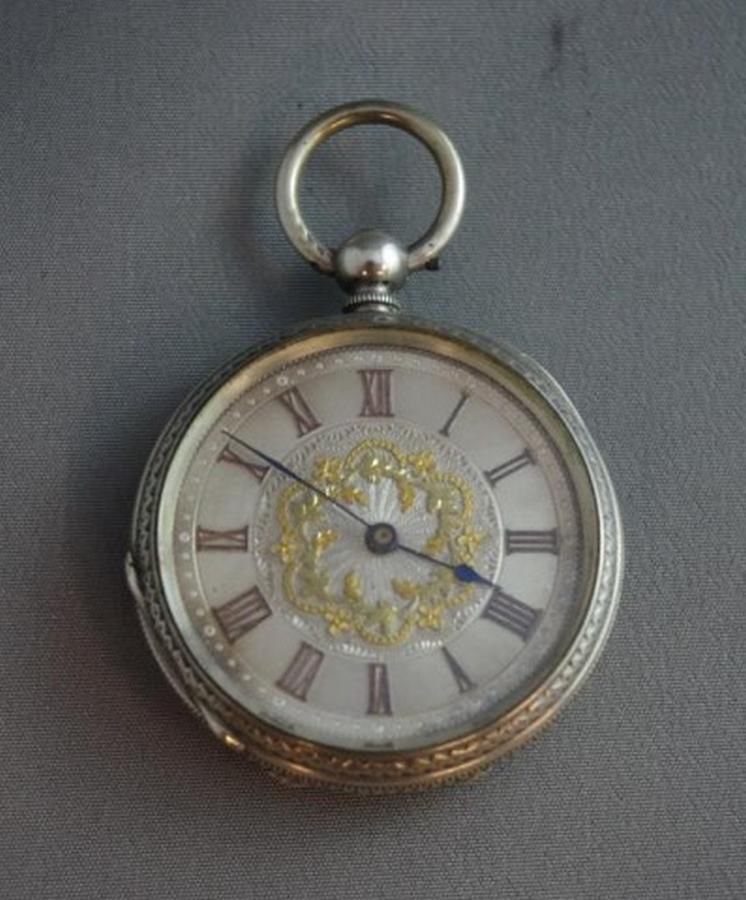 Antique Silver Pocket Watch with Key Wind Movement - Watches - Pocket ...