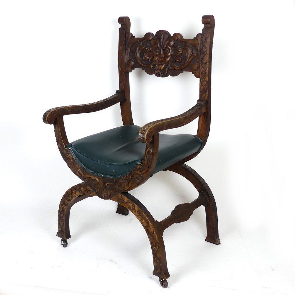 Victorian Green Man Curule Chair - Seating - Singles/Pairs/Threes of ...