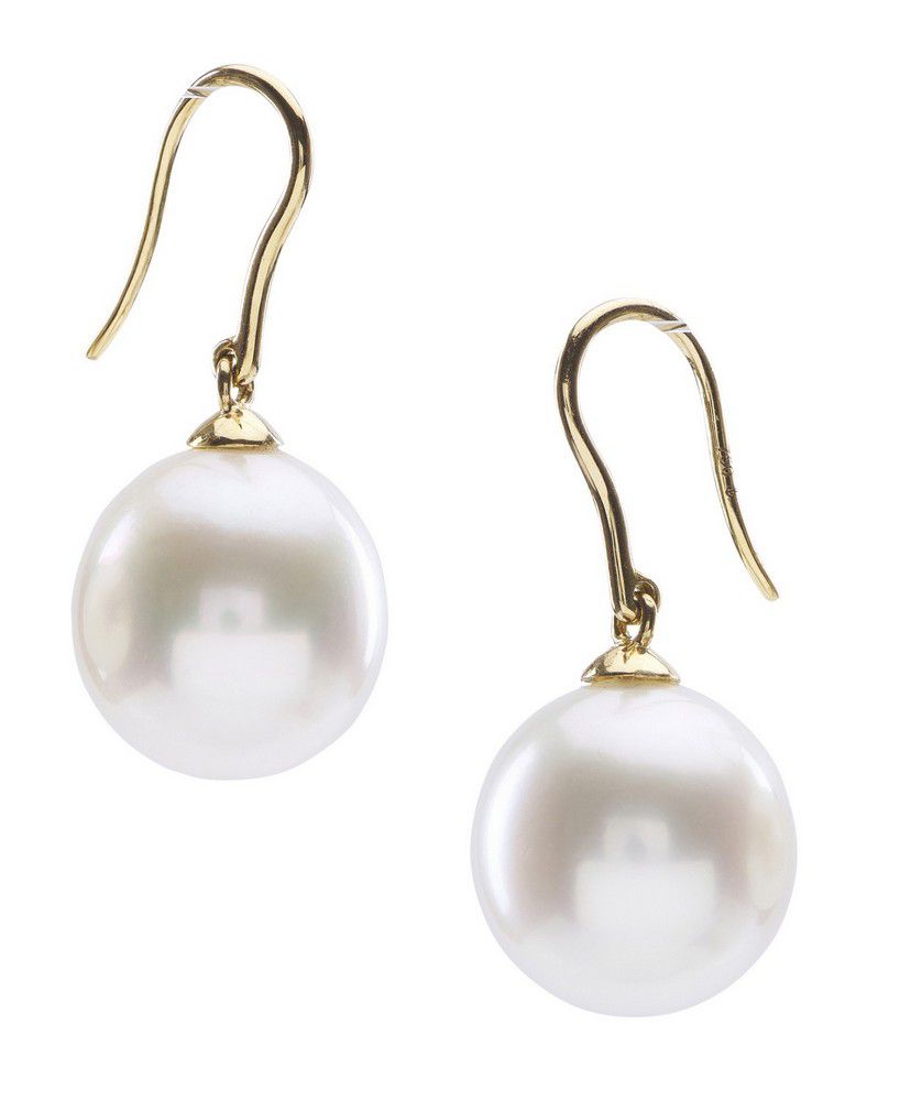 18ct Gold South Sea Pearl Earrings - Silver White Hues - Earrings ...