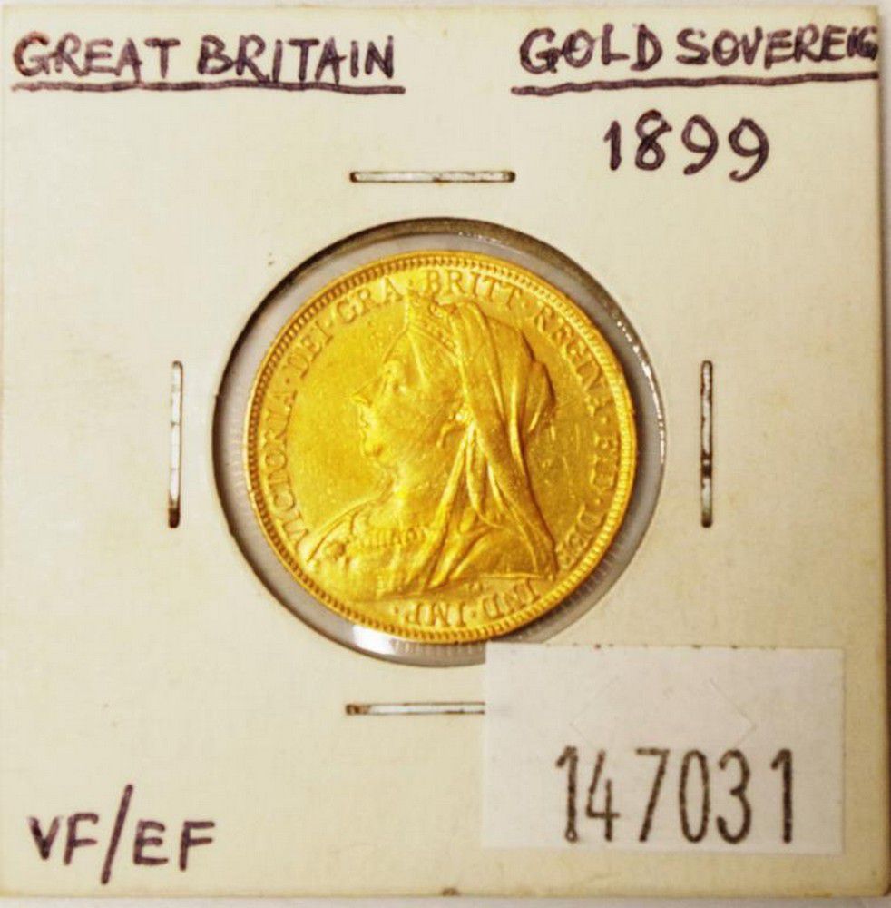 1899 UK Gold Sovereign Coins Numismatics Stamps Scrip