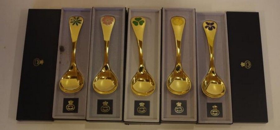Georg Jensen Gilded Silver Year Spoons Set - Flatware/Cutlery and ...
