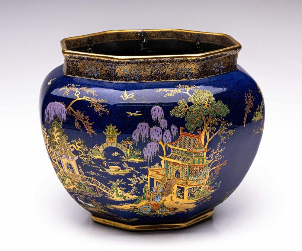 Carlton Ware ceramic vase/planter depicting a village scenery ...