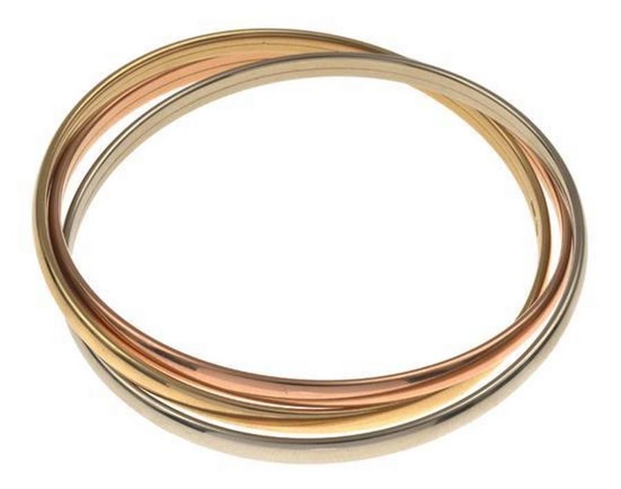 Tri-Colour Gold Trilogy Bangle - Bracelets/Bangles - Jewellery