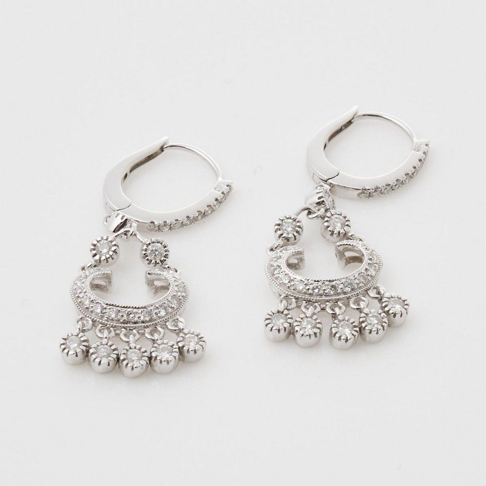 Diamond Chandelier Earrings in 18ct White Gold - Earrings - Jewellery
