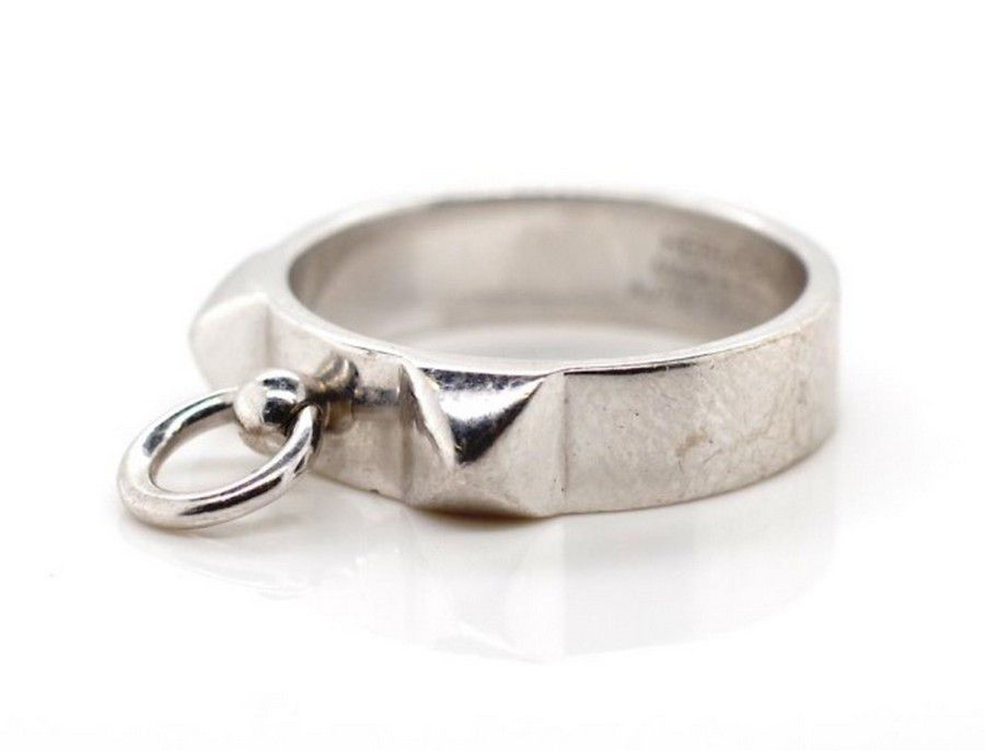Hermes 18ct white gold ring, 'Collier de Chien' series. Marked… - Rings