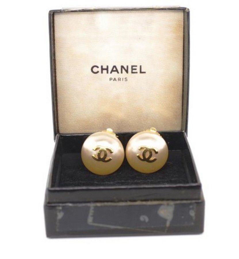Vintage Chanel Double CC Clip-On Earrings with Box - Earrings - Jewellery
