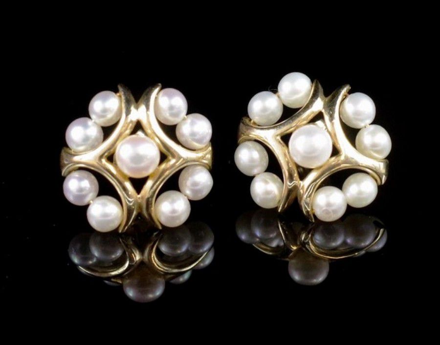 14k Gold & Cultured Pearl Stud Earrings - Earrings - Jewellery