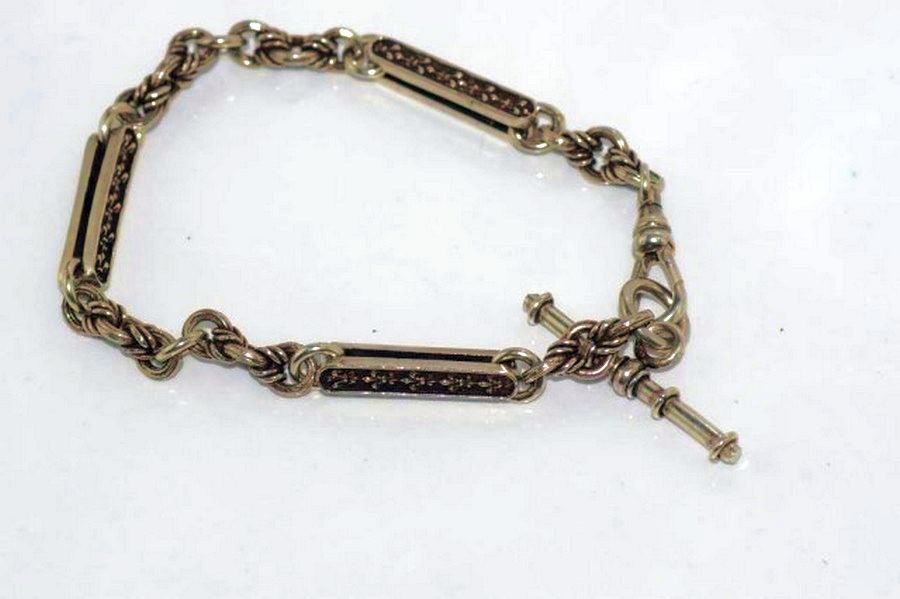 925 Vintage Fob Chain Bracelet with T-Bar - Bracelets/Bangles - Jewellery