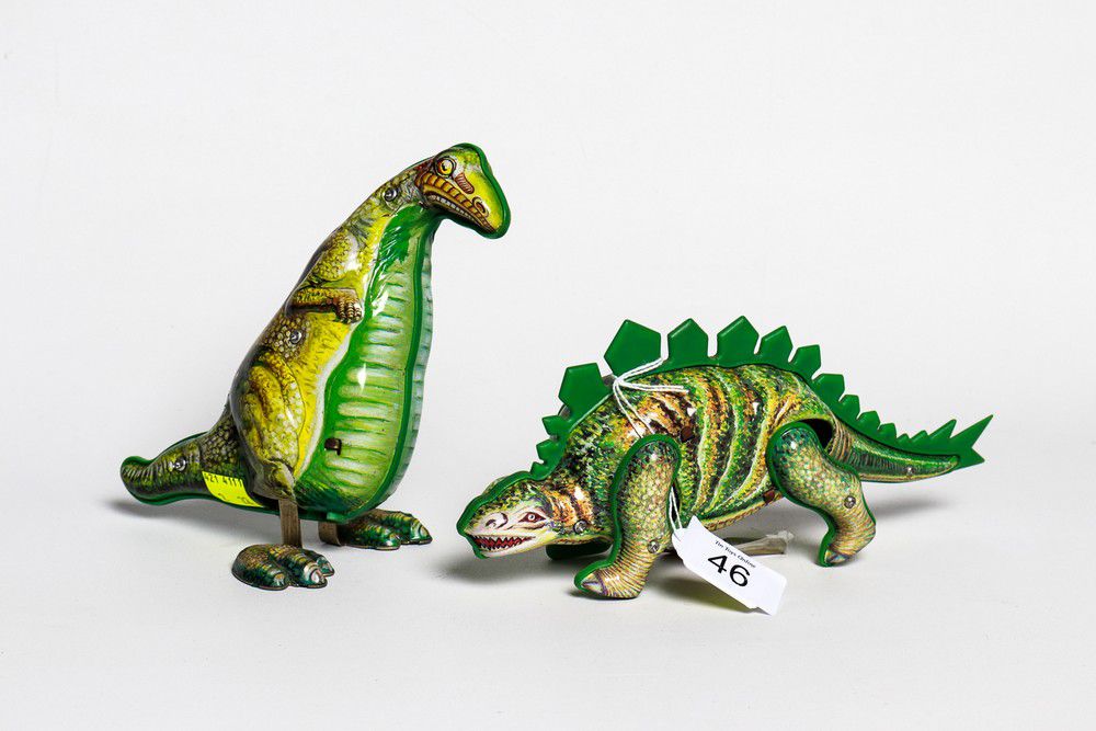 Pair of Wind-Up Dinosaur Tin Toys from China - Clockwork - Toys