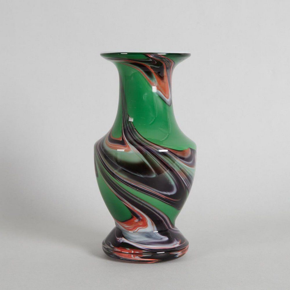 Twirls Of Color Japanese Art Glass Vase Zother Oriental