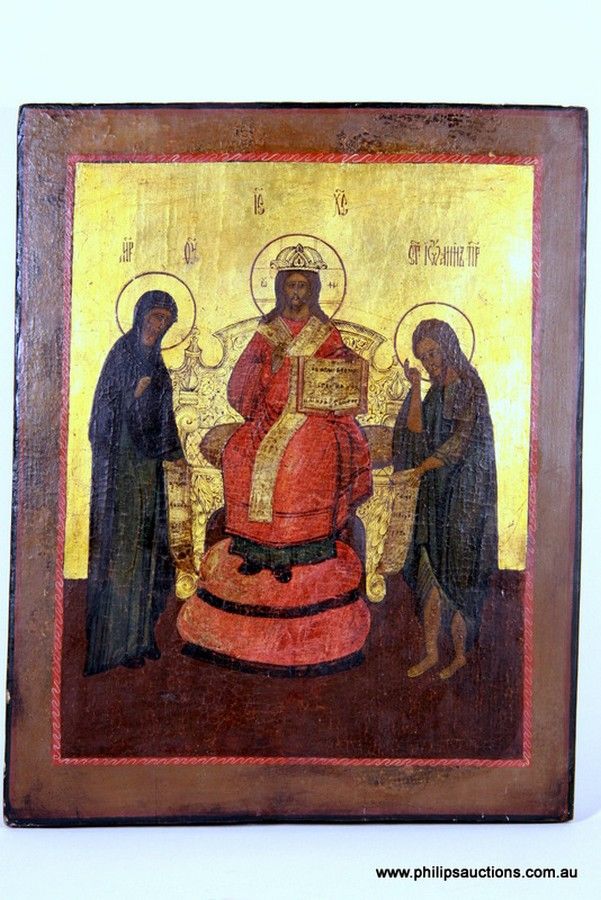 Russian Christ Enthroned Icon, 18th Century - Religious Objects ...