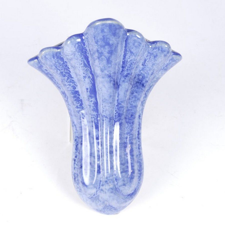 Denim Blue Wall Vase with Scratch Numbers New Zealand Potters