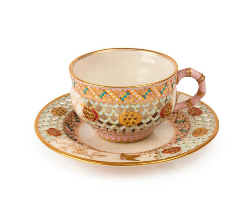 Royal Worcester Jewelled Cup & Saucer, 1840 - Royal Worcester - Ceramics