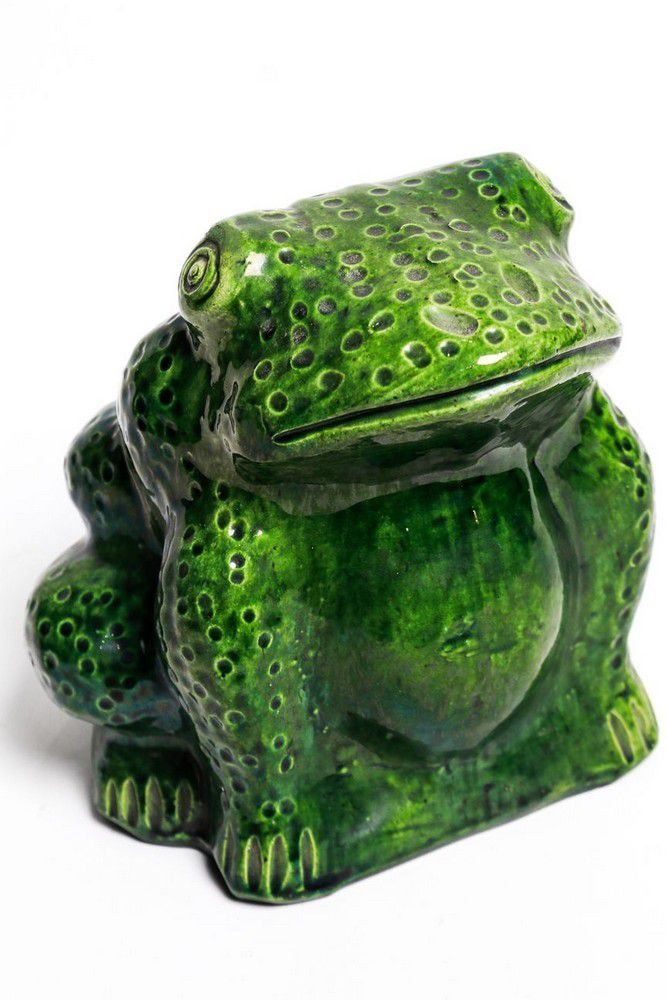 Green Glazed Bosley Pottery Frog (18cm) - Bosley - Ceramics