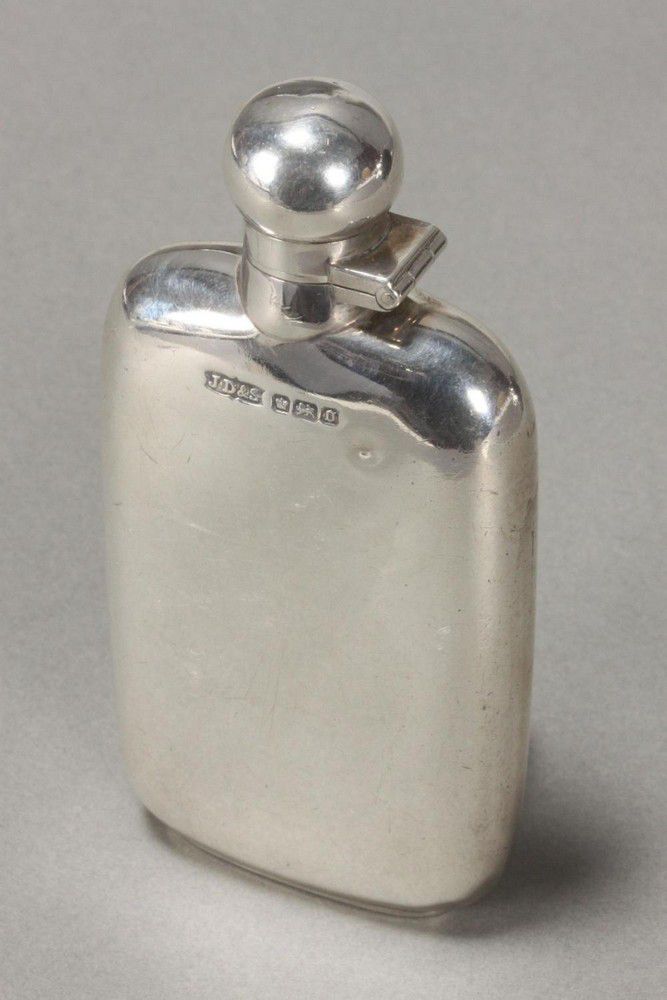 Edwardian Sterling Silver Pocket Flask, Sheffield 1906 - Zother - Silver