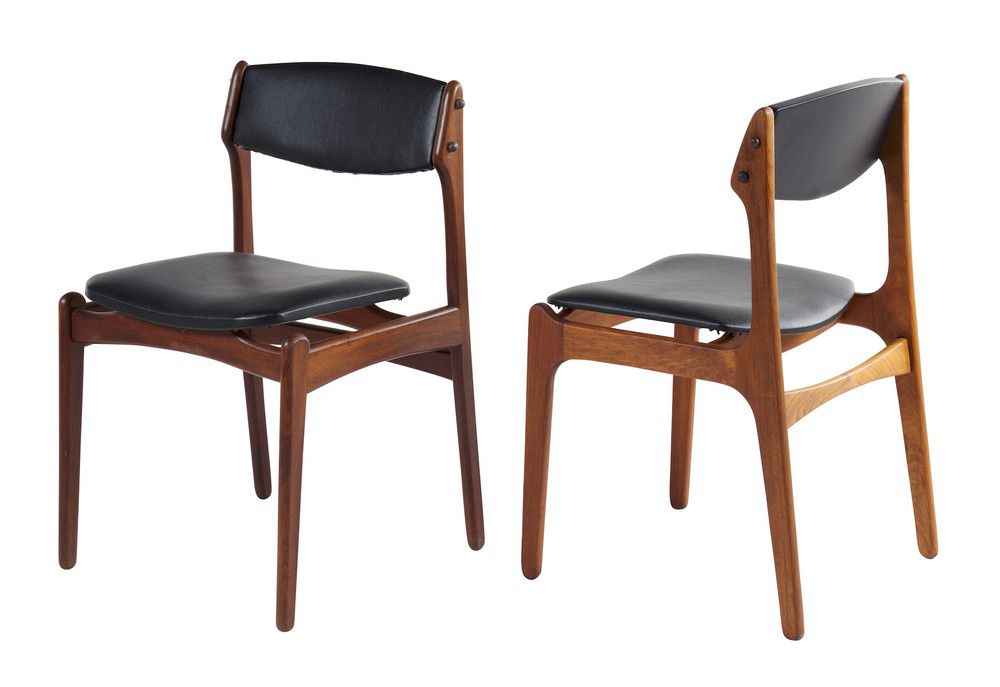 Erik Buch Six Dining Chairs Teak With, Black Vinyl Dining Chairs Au