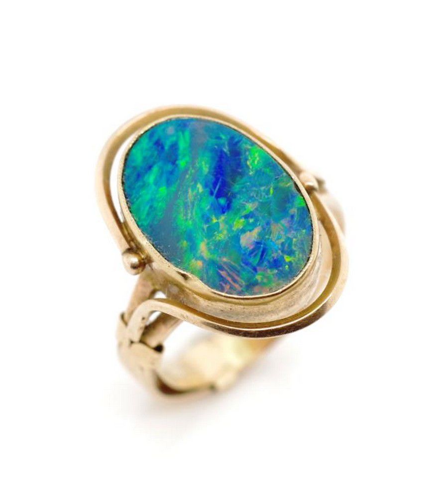Opal Triplet and 9ct Gold Cocktail Ring - Size Q - Rings - Jewellery